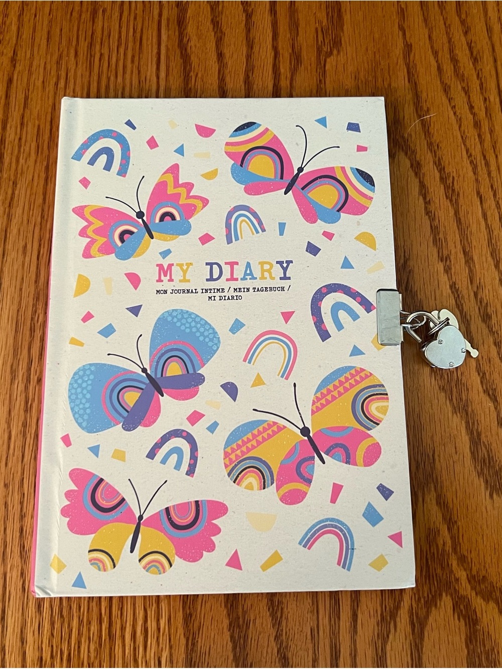 Kids Butterfly Lock Diary - Pink & Multicolor